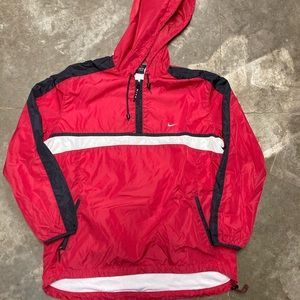 Nike Red and Black Pullover Windbreaker vintage 90’s kids XL